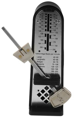 Mechanisches Kleiner Metronom aus Abs und Metall, Schwarz | Gitarre und Klavier, Präziser Taktgeber, Tempo Halten, Rhythmus Verbessern