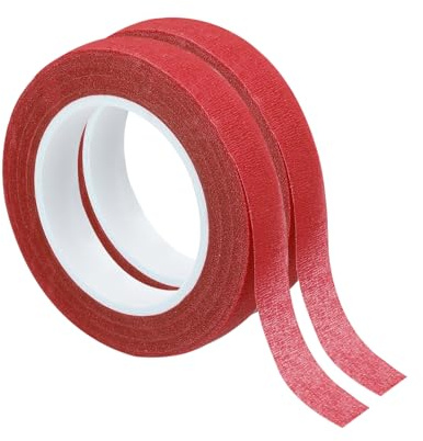 PATIKIL Blumenband 1/2 x 30 Yard / 12mm x 27m, 2er Pack Blumenwickel Klebeband für Blumenstrauß Stielumwicklung, Rot
