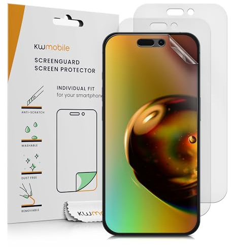 kwmobile Set of 3 Screen Protectors Compatible with Apple iPhone 16 Pro - Anti-Glare Anti-Fingerprint Display Films - Matte