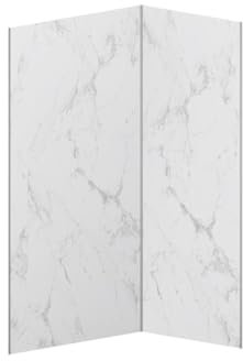 Vente-unique - Lot de 2 panneaux muraux de douche effet marbre blanc en aluminium avec profilés - L90 x L120 x H210 cm - ENEKO