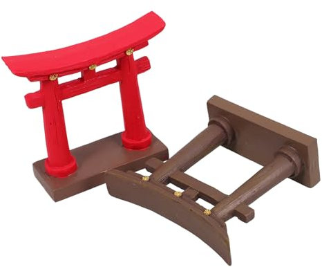 Alipis 2pcs Miniature Japanese Gate Garden Ornament for Micro Landscape Decor