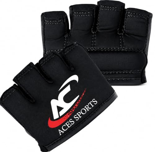 Aces Sports Knuckle Protector, Black MMA Gel Hand Guard, Fingerless Design (L/XL)