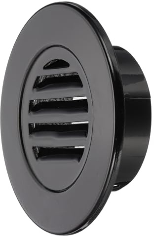 PATIKIL 4 Inch Round Soffit Vent, Aluminum Alloy Wall Vent Grille Cover Exterior Exhaust Louvered Vent with Built-in Mesh for Kitchen Bathroom Garage, Black