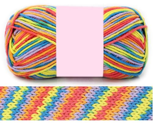Wambere 2 x 100g Milchbaumwolle Dicke Wollknäuel Wolle Garn Wollknäuel Garnknäuel Strickwolle Garn Garndraht zum Häkeln und Stricken Wollgarn Garnball für DIY Handwerk Schals Mützen,Bunt B