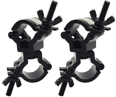 1 Inch Truss Dual Swivel Coupler Clamp, 1.18 Inches Stage DJ Lighting Clamps Heavy Duty Aluminum Alloy 110lbs for 25-30mm OD Pipe 2 Pieces