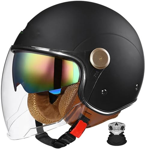 Vintage Demi Casque Casque Moto, Casque Bol Homologué Casques Ouvert Classique Homologué Dot/ECE Cyclomoteur pour Vélos Motos Chopper Scooter Mobylette