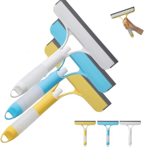 2025 New Window Cleaning Scraper 3 in 1, Squeegee for Shower Glass, Spray Function for Glass Doors for Windows Glass, Mirrors Scraper, Brush. All-Purpose Window Cleaner Tool (3 pcs)