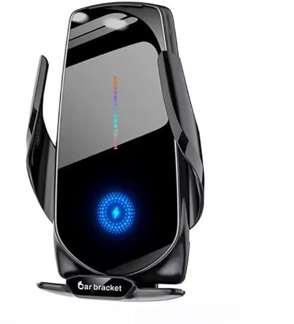 15W Wireless Car Charger Mount, Rapid Charging Phone Holder, Auto-Clamping Mount, Black, Secure Auto-Grip, Compatible with Smartphones
