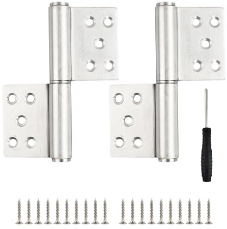 2 Stück Edelstahl Türscharnier 132x100x18mm, 360 Grad Drehbar, Abnehmbares Aufschraubscharnier, Schwerlast bis 80kg, mit 20 Schrauben und Schraubendreher, für Fenster, Schränke, Türen