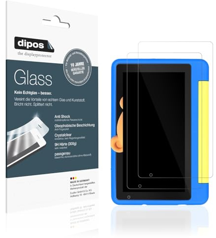 dipos I 2x Displayschutz 9H klar kompatibel mit Happybe Kids Tablet 7 Zoll Schutzfolie Anti-Shock Folie
