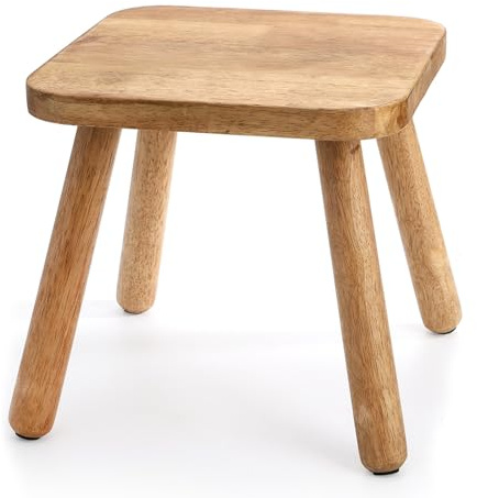 Youeon 12 Inch Square Solid Wooden Step Stool, Non-Slip One Step Stool for Adults, Holds up to 300 Lbs, Portable & Sturdy, Footstool for Bedroom, Bathroom, Kitchen, Easy to Assemble