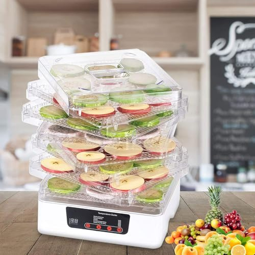 BDJSN Déshydrateur Alimentaire Électrique, 5 Couches Amovibles Automatiques pour Légumes Et Fruits, Contrôle De Température 35-70 ℃, Minuterie De 48 Heures, pour Citron, Mangue, Tomate, Fraise