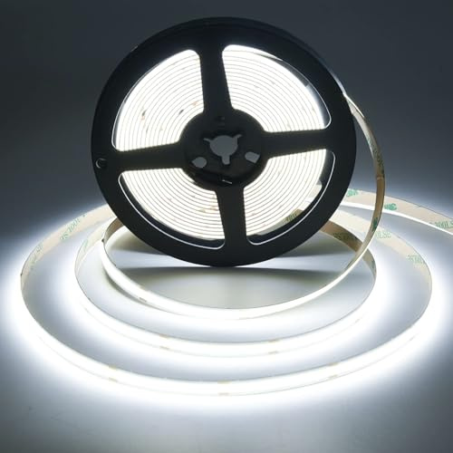 Evotrade Striscia COB LED 24V 320 LED/m 10W/m – Bobina 5 Metri, Taglio ogni 5 cm, CRI ≥90, 3000K/4000K/6000K, IP20 – Illuminazione Interni Continua e Uniforme - 6000K Luce Fredda