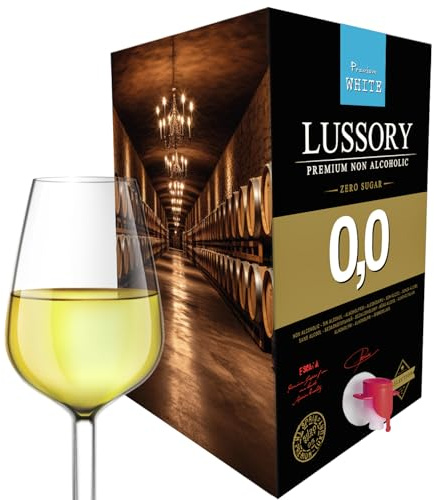 Vino Blanco SIN ALCOHOL 0,0 - LUSSORY PREMIUM | Bag in Box 10 litros | Equivalente a más de 13 botellas de 750ml | Formato ahorro con grifo | SIN azúcar, SIN alcohol, BAJO en calorías