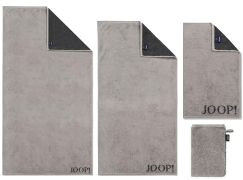 Joop! Handtücher Classic Doubleface 1720 77 Platin Einfarbig Unifarben Frottee Logo Weich Zeitlos Schlicht invertiert, Größe:Waschhandschuh 16x22 cm