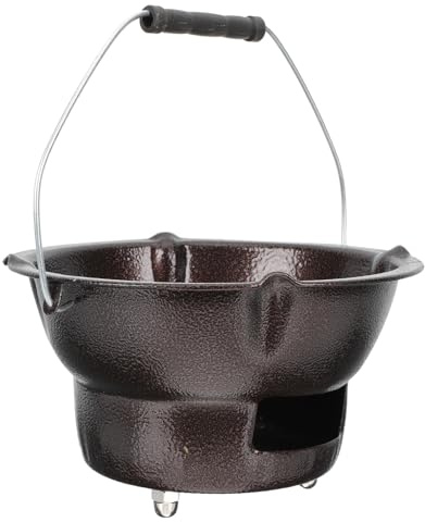 GARIOUANS Réchaud à Charbon de Bois Portable en Fonte Couleur Café pour Barbecue et Cuisson Extérieure Poêle à Charbon Multifonction pour Pique-Niques et Réchaud à Thé Outil de Barbecue