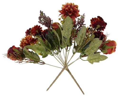 Veemoon 2 pezzi Bouquet di Fiori Artificiali Arancioni Composizione di Ortensie e Finti Decorazioni Senza Manutenzione per Soggiorno Ufficio e Eventi Stile Europeo Raffinato