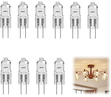 DUSEKI 10 Stück G4 10W Halogenglühbirne 12V 2 Pin Halogen Stiftsockellampe | Halogen-Niedervoltlampe Glühbirne, Warmweiß 2900K, 10W, Kapsel, para Innenbeleuchtung Kronleuchter Schlafzimmer