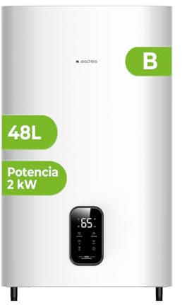 Aspes Termo Eléctrico 50 Litros, AT5000DDW. 2000W, Kit de Montaje Incluido, Resistencia Acero Esmaltado, Termostato Digital, Temperatura Máx 93 º, Blanco, Eficiencia Energética Clase B