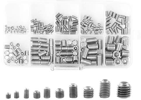 Gasea 200PCS Kit Assortiment Vis Hex Tête Allen 10 Types Sans Tête Hexagonale M3 M4 M5 M6 M8 à Six Pans Creux en Acier Inoxydable Pour Magasin, Garage et Usage Domestique