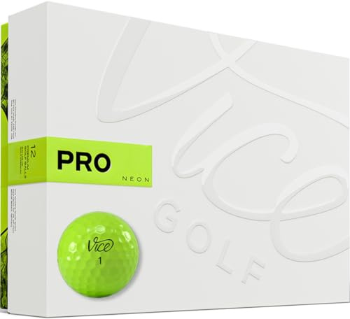 Vice Golf Pro 2020 | 12 Golf Bälle | Eigenschaften: 3-Piece Cast Urethan, maximale Kontrolle, hoher Spin im Kurzspiel | Mehr Farben: Neon Lime/Red | Profil: Für fortgeschrittene Golfer