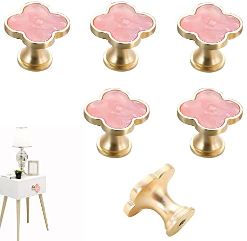 CPELLESSE 6 st klöverknoppar byrskåp köksskåp drar låda garderob skoskåp smyckeskrin drar möbler soffbord enkelt hål dörrhandtag (rosa)