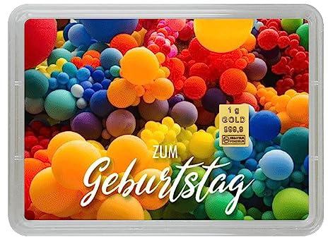 Goldbarren 1g – Geschenk Motivbox “Zum Geburtstag” Tolle Geschenkidee - Feingold 999,9