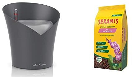 Lechuza ORCHIDEA Orchideenpflanzgefäß & Seramis Spezial-Substrat für Orchideen, 2,5 l – Orchideensubstrat mit Tongranulat und Pinienrinde zur idealen Sauerstoff- und Nährstoffversorgung,Gelb