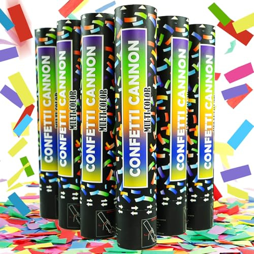 Konfettikanonen, 40,6 cm, bunte Konfetti-Popper, Party-Popper für Hochzeit, Feier, Geburtstag, Party, Babyparty, Dekorationen, Weihnachten, Neujahr, Abschlussfeier, 6 Stück