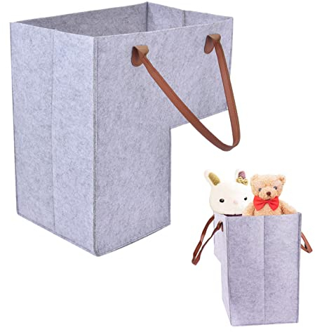 Dimweca Treppenkorb, Treppenkorb Mit Griffen, Treppenkörbe, Treppenkorb, Stufenkorb, Stair Basket, Für Teppichtreppen Und Holztreppen, Treppenstufen-Aufbewahrungs-Organizer Für Wäsche (Beige, Grau)