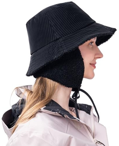 HunterBee Winter wasserdichte Eimerhüte für Frauen Mädchen Regenhut Fischermütze mit Ohrenklappen Damen Cloche Fisherman Fishing Caps