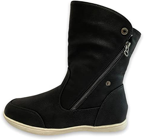 Pogolino Damen Stiefeletten warm gefüttert - Stiefel Boots mit Reißverschluss - Schuhe Winter Schneeschuhe Outdoor Women - ST854 Schwarz 40