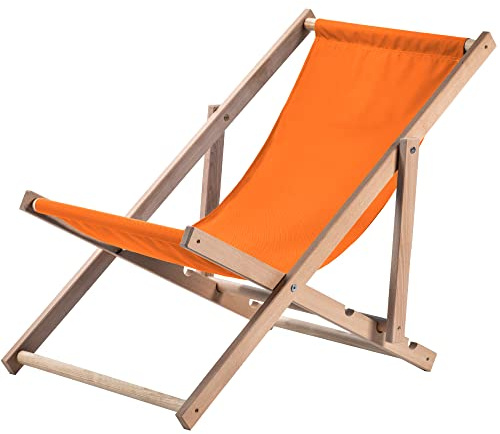 KADAX Solstol Av Trä, Strandstol Upp Till 120 kg, Fällbar Stol För Strand, Bokträ (Orange)