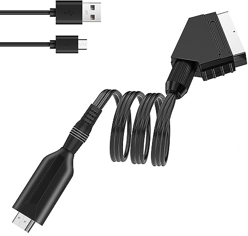 HRKVSK Scart auf HDMI Konverter, Adapter SCART auf HDMI, Neuer All-in-One SCART zu HDMI Kabel, HDMI SCART Adapter SCART auf 1080p/720p HDMI Audio Video Adapter für HDTV STB VHS PS3 Sky DVD Blu