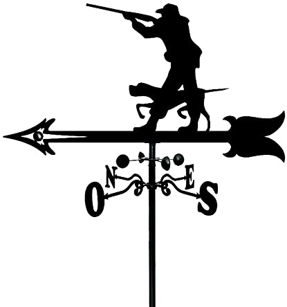 EICOFF Exquisite Metall-Wetterfahne, Ornament, Wetterfahne, Jäger-Silhouette, Edelstahl, Gartenstecker, Wetterfahne, Messwerkzeuge, Windrichtungsanzeiger, Wetterhahn, 35 x 50 cm