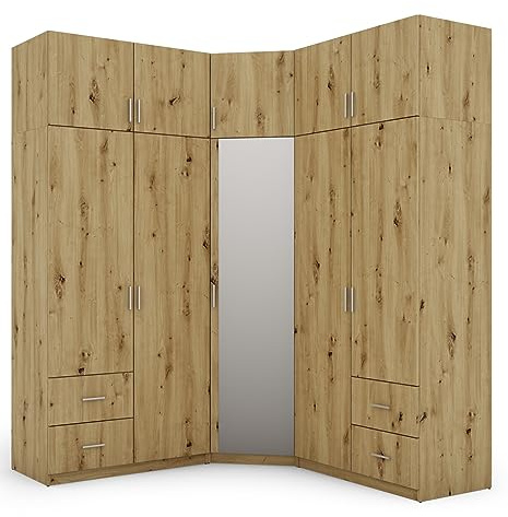 e-Meblast Eckschrank 240x54cm Schubladen Einlegeböden Schlafzimmer | Wohnzimmer, Kleiderstange, Schubladen, Einlegeböden, Schlafzimmer