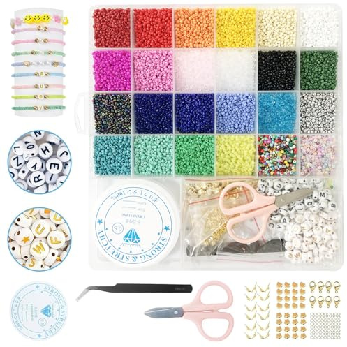 Chedin 2mm/3mm/4mm Bunte Perlen Für Armbänder, schmuck Selber Machen Mit Bunte Glasperlen, Perlen Zum Auffädeln Set Für Kinder Feiertage, Geburtstage, Beads For Moden Jewellery Making (2mm)