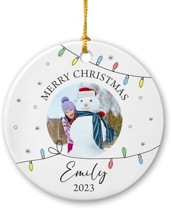 Christbaumschmuck Keramik Weihnachtsanhänger Anhänger Weihnachtsbaumschmuck Hängende Ornamente Weihnachtsdeko Bild „Fröhlich“, Personalisiertes Foto Für Paare, Familie, Freunde, Kinder, Foto