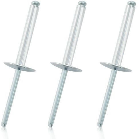 Zorveiio 60 Pcs 3/16 x 1-1/4 Large Flange Aluminum Blind Rivets Dome Head Pop Rivets for Installing Accessories, Silver