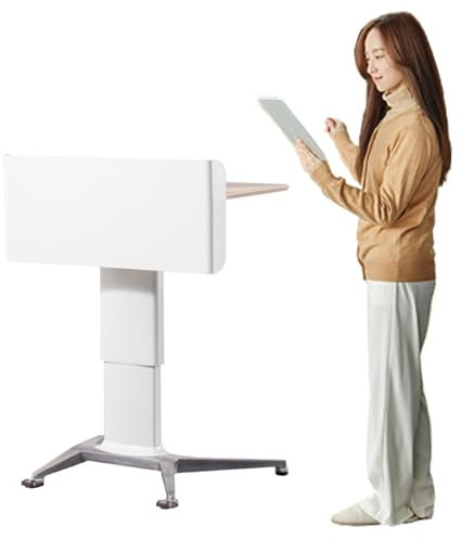 YVYKFZD Mobiler stehpult, höhenverstellbare Rednerpult, tragbare Laptoptisch mit Rädern, Sitz-Steh Kirchenpodium Ergonomisch für Besprechungen, Reden, Schulungen (Color : Maple Color)