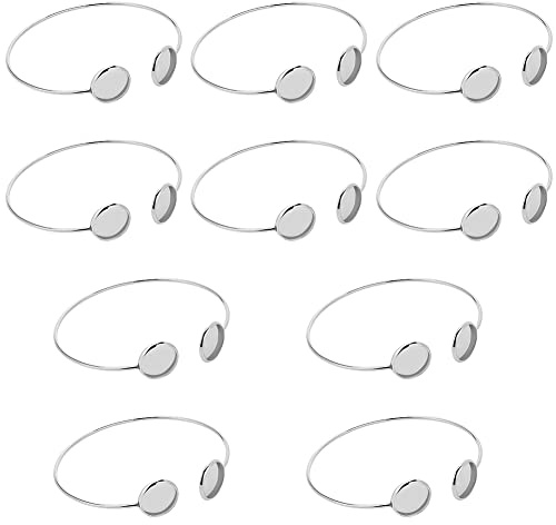 WEBEEDY 20 Stück 12 mm Blanko Manschettenarmband Lünette Tabletts Cabochon Lünette Blank Tablett Edelstahl Armband Armreif Armband Lünette Blank Fassungen Für DIY Schmuckherstellung