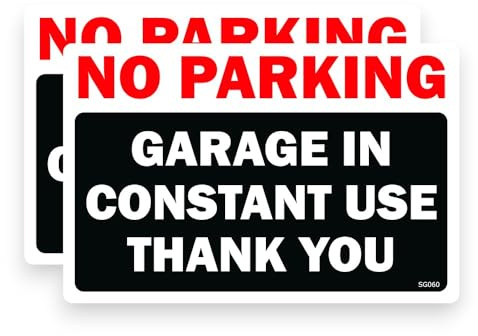 2 PACK - 14cm X 10cm No Parking Garage In Constant Use Self Adhesive Stickers - Black/White/Red, Sign, Caution, Driveway Warning, Private Property, Gates Decal SG177