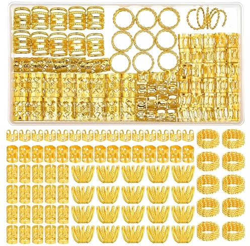 110 Stück Einstellbar Haarschmuck Piraten Haarschmuck Gold Dreadlocks Schmuck Haarperlen Haar Accessoire Verstellbarer Schmuck Zum Verzieren Von Zöpfen Goldfarben Riemen Organizer