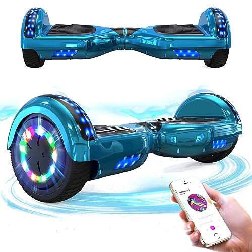 RCB Hoverboard 6,5 Zoll Skateboard für Kinder und Jugendliche mit Bluetooth und LED-Licht, leistungsstarker Motor, Geschenk für Kinder