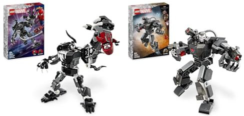 LEGO Marvel Venom Mech Armour vs. Miles Morales, Posable Spider-Man Toy Action Figure for Kids & Marvel War Machine Mech Armour, Buildable Toy Action Figure for Kids with 3 Stud Shooters