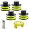 Viilich 4pcs Bobinas de Hilo para Ryobi RAC119 RAC118, Compatible con Ryobi RLT3025F/S, RLT3525S,Bobina de Repuesto para Cortabordes de Hierba RAC119 (4 Bobinas + 1 Tapa + 1 Resorte)