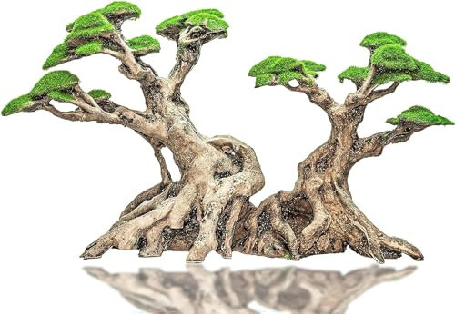 Novelsite Aquarium-Dekoration, große Bonsai-Bäume mit Kunstmoos, Aquarium-Steine, Aquascaping, Sandstein, 43,2 x 21,8 x 12,7 cm verschönern die Wasserlandschaft mit realistischem, natürlichem Aussehen