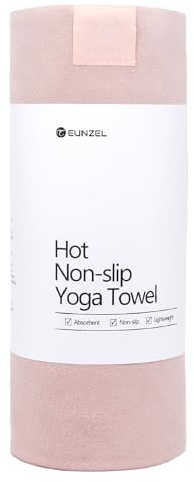 Eunzel Hot Yoga Towel, Super Absorbent Yoga Mat Towel Soft Suede Microfiber Non-Slip Towel for Bikram Pilates and Yoga Mats 72 x 26.5, Pink