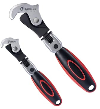 QUENCHING Verstellbares Schraubenschlüssel-Set, 19,1 cm und 24,1 cm, 8–32 mm breite Backen, Schalthebelschlüssel mit Cr-V-Stahl, selbsteinstellender Hahnenfußschlüssel, Universal-Rohrzange,