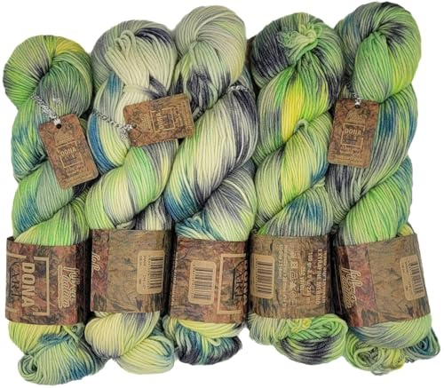 5 x 100 Gramm Ilkadim Export Merino Wolle Dona Art mit Farbverlauf 100% Merino, 500 Gramm Paket für Stricken und Häkeln (Grün Blau Gelb Grau 108-04)